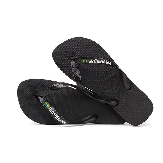 Men Brasil Logo Flip Flops Black