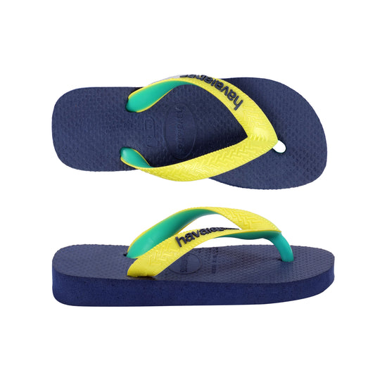 Kids Top Mix Flip Flops Navy/Yellow