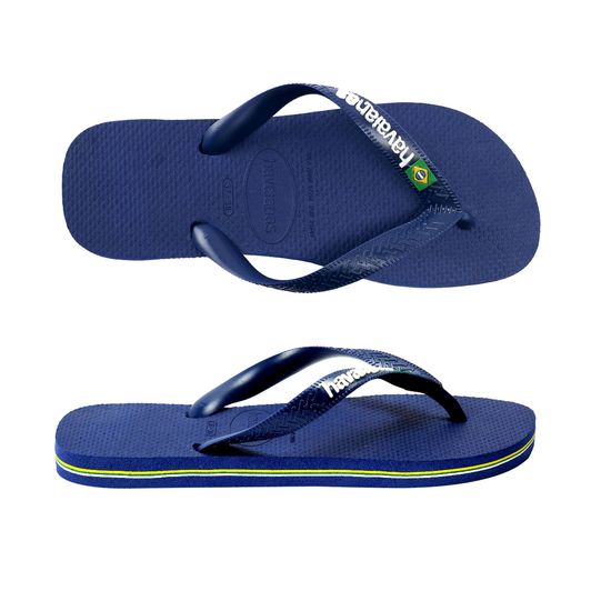 Men Brasil Logo Flip Flops Navy Blue