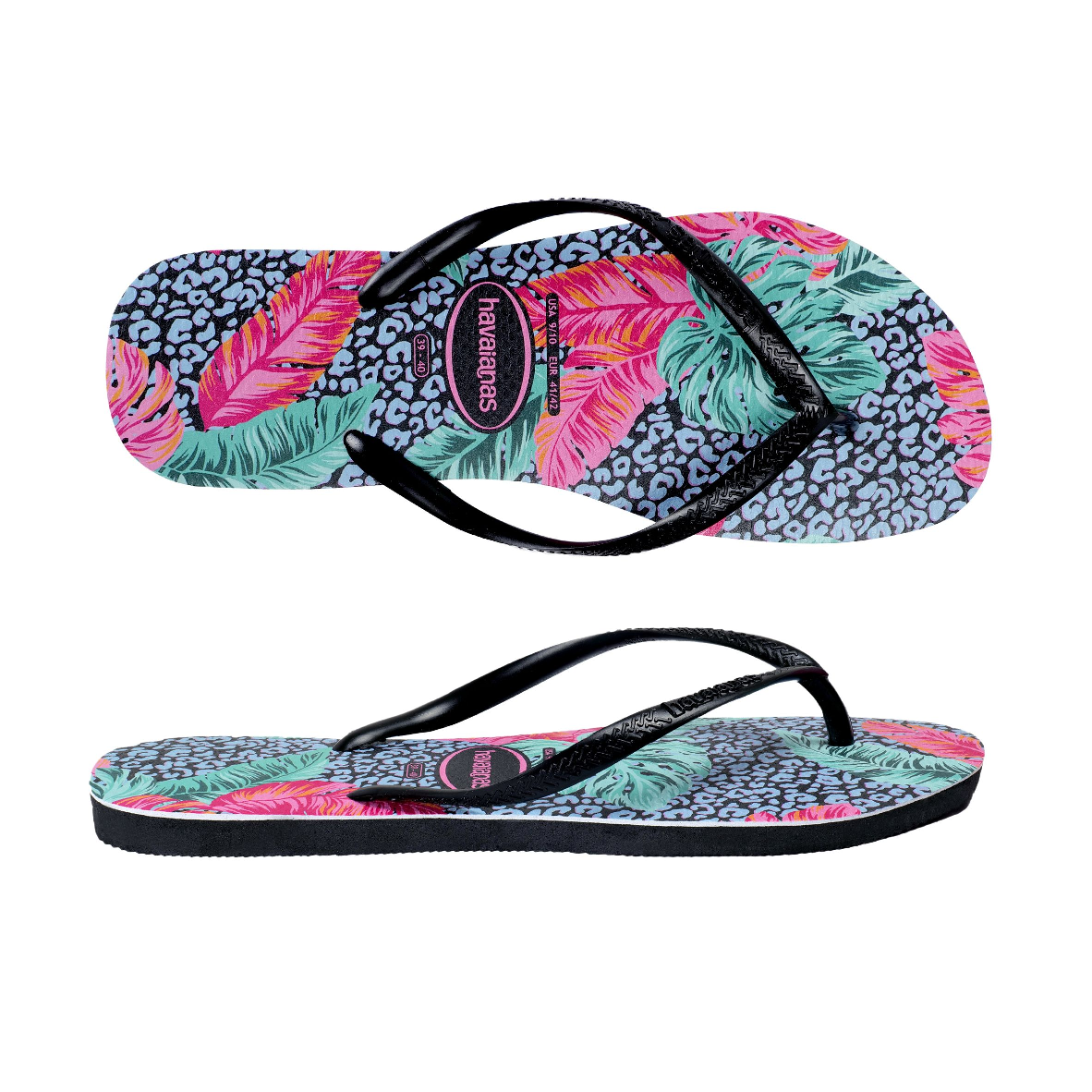 Load image into Gallery viewer, Havaianas Slim Animal Floral Black - Shoes
