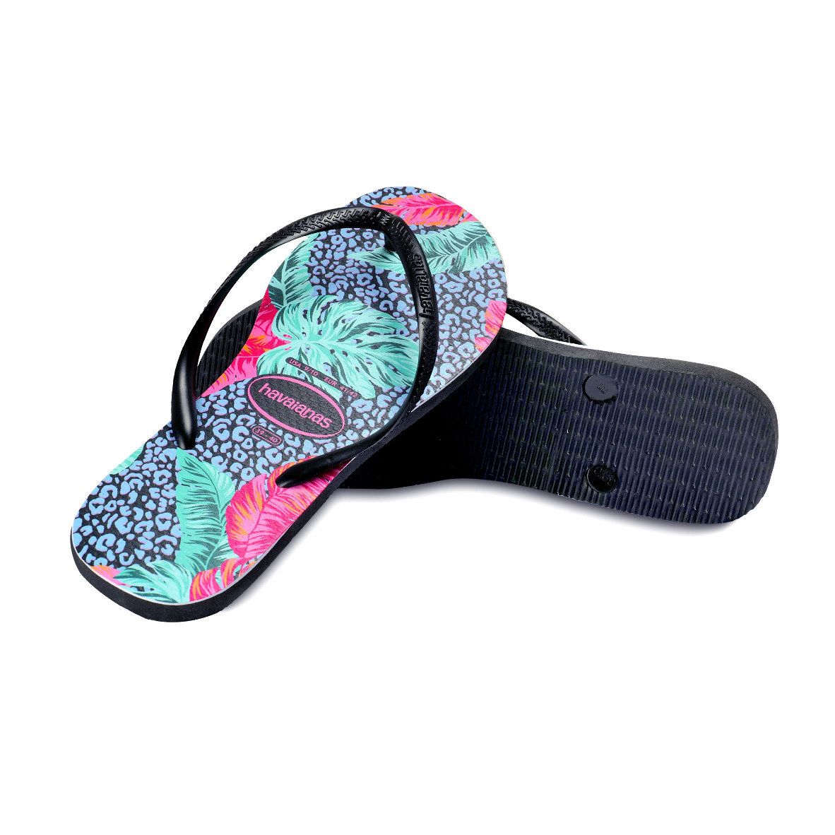 Load image into Gallery viewer, Havaianas Slim Animal Floral Black - Shoes

