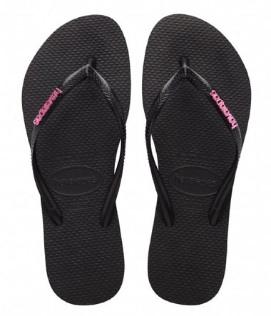 Havaianas Slim Logo Metallic Zwart Black - Shoes