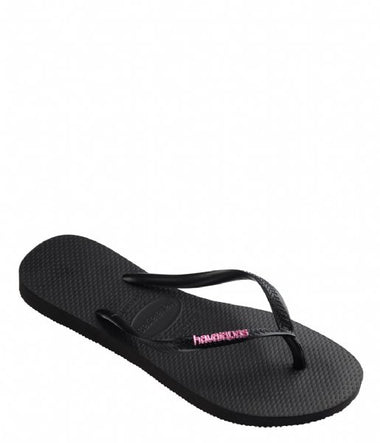 Havaianas Slim Logo Metallic Zwart Black - Shoes