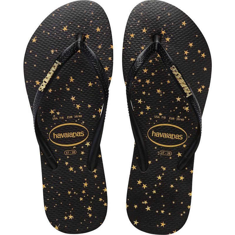 Havaianas Slim Metallic Print Black/Light Golden