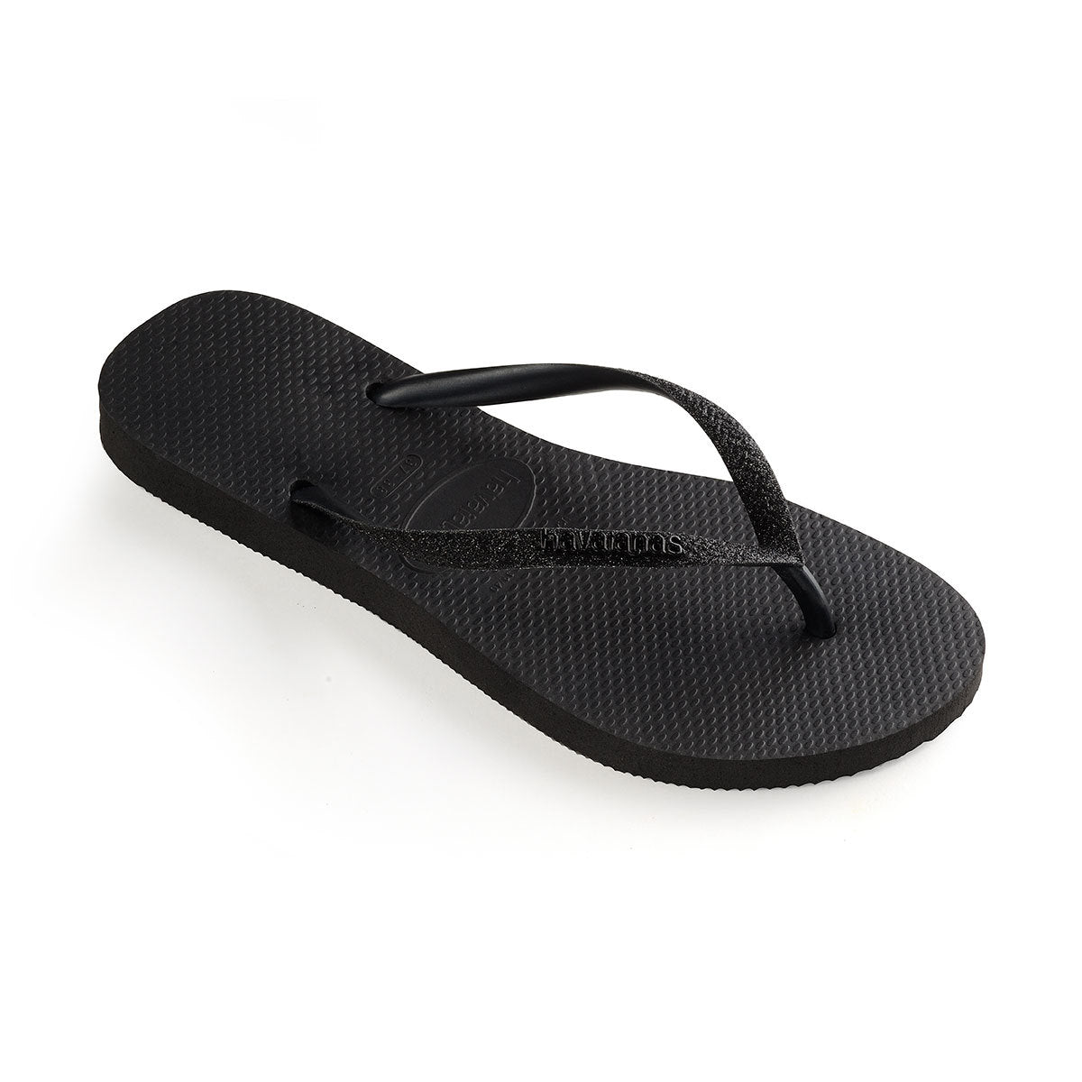 Slim Glitter Flip Flops Black