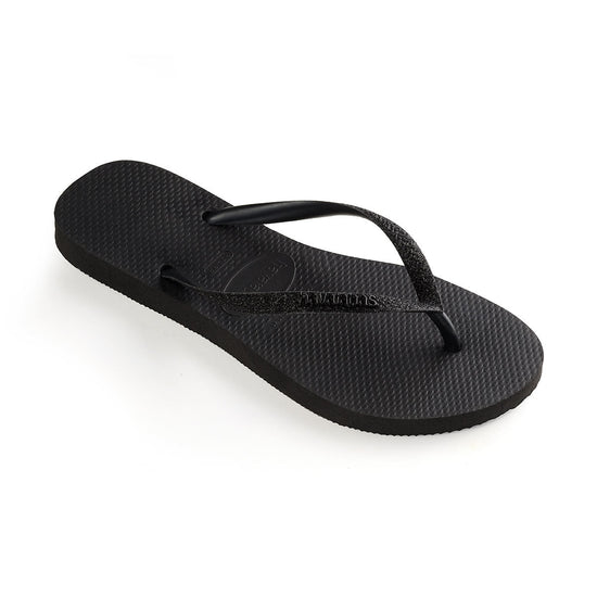 Slim Glitter Flip Flops Black