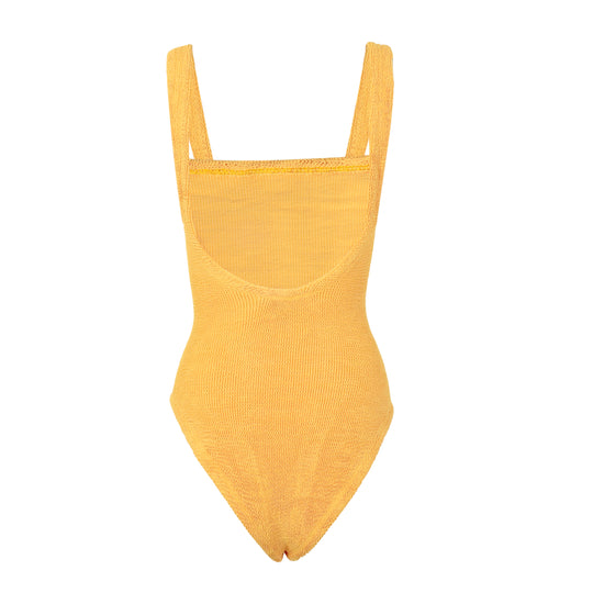 Yellow One Piece Swimsuit with Low Back