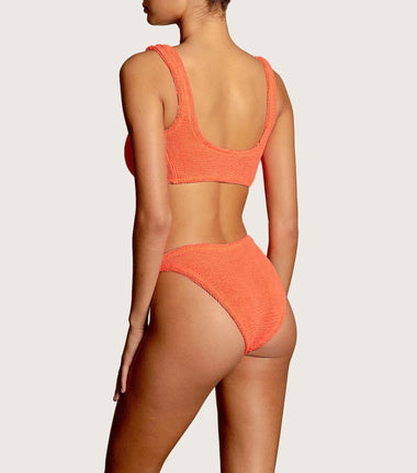 Twist Detail Top  with Orange Bikini Bottoms