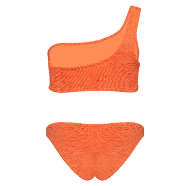 Crinkle Bikini Set with One Shoulder Top