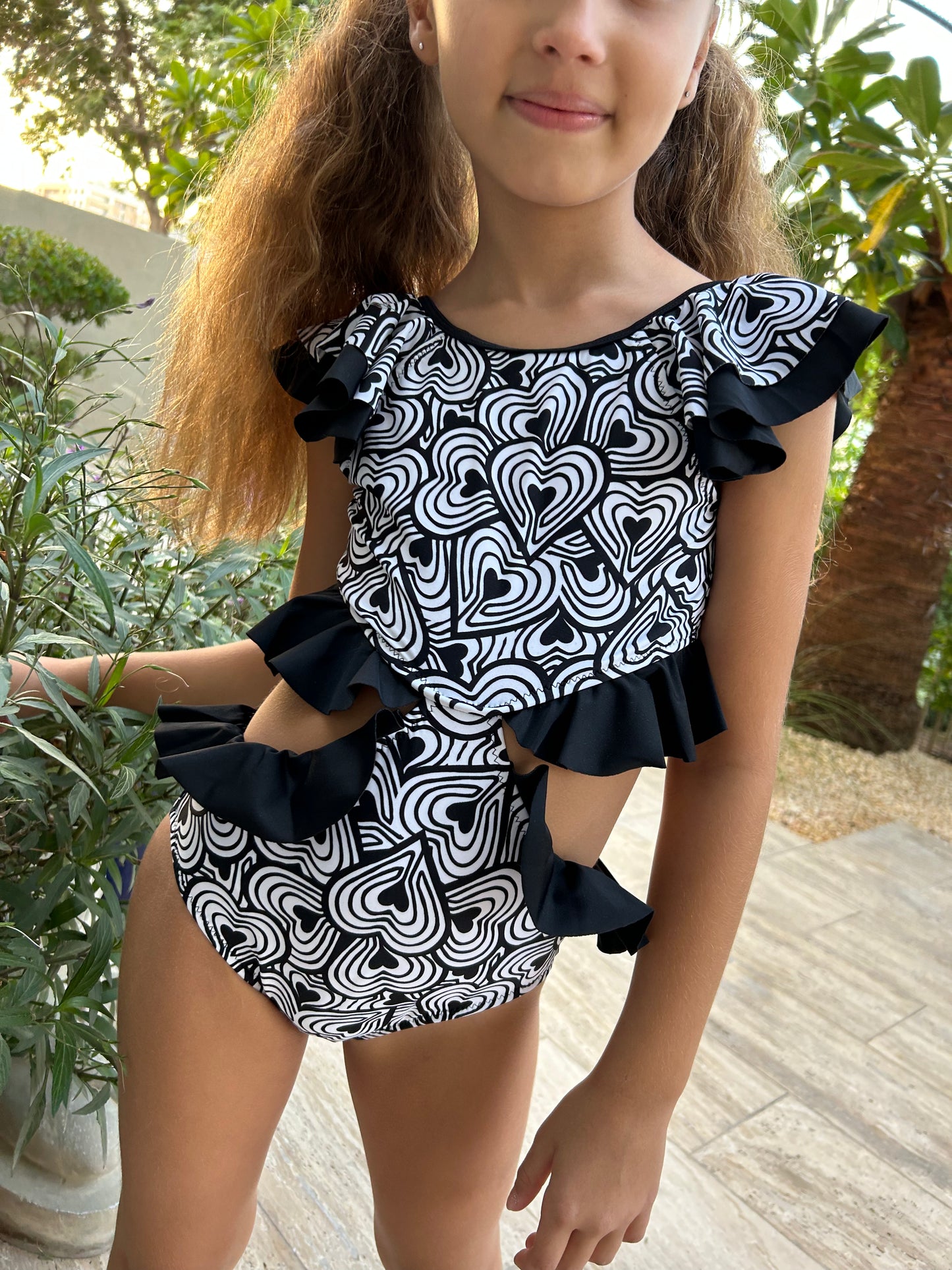 Load image into Gallery viewer, Heart Print Swimsuit for Girls
