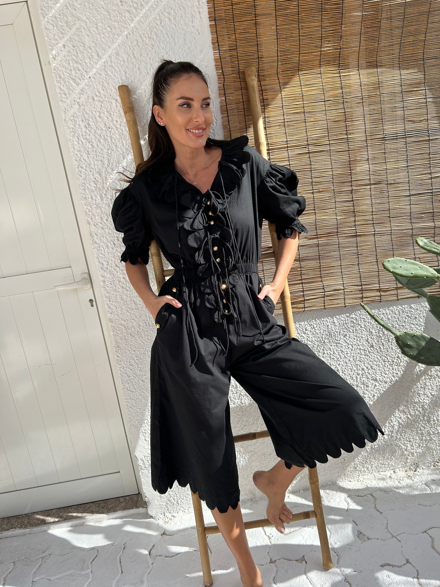 Load image into Gallery viewer, Yelena Jumpsuit Plain Black - Jumpsuit
