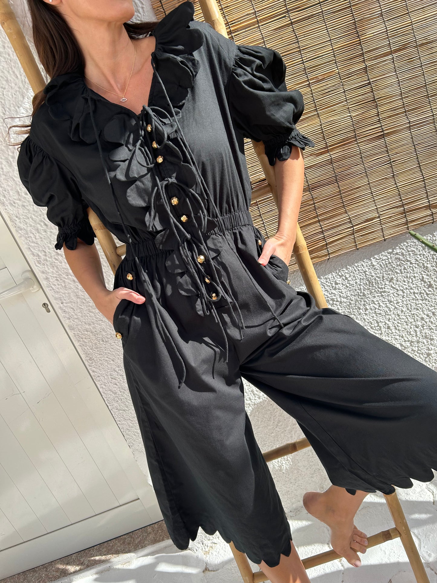 Load image into Gallery viewer, Yelena Jumpsuit Plain Black - Jumpsuit
