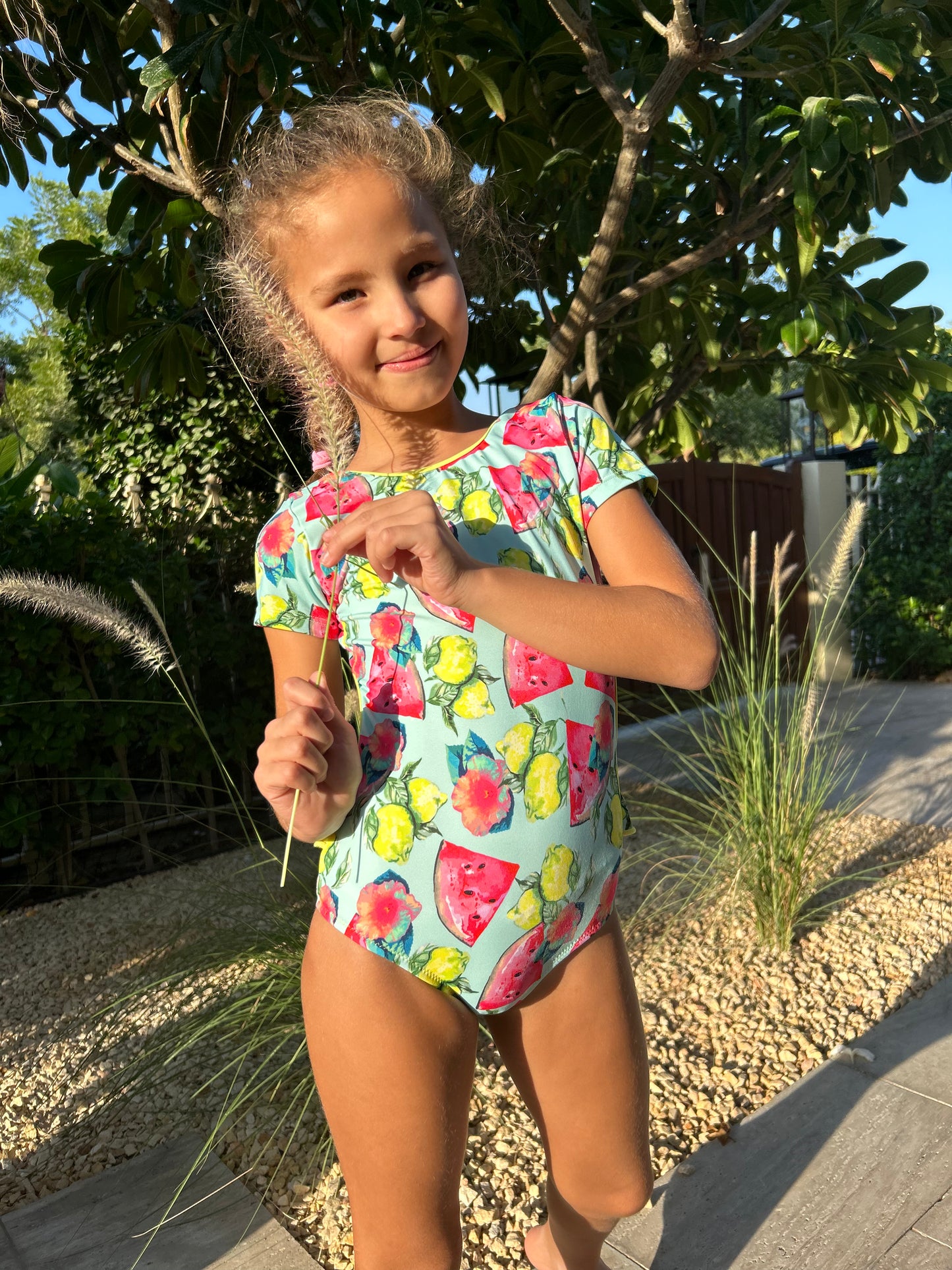 Load image into Gallery viewer, Girl Wearing Watermelon Print Swimsuit 
