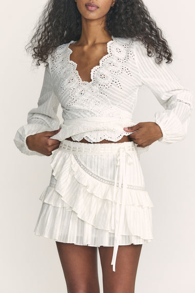 White Tiered Mini Skirt