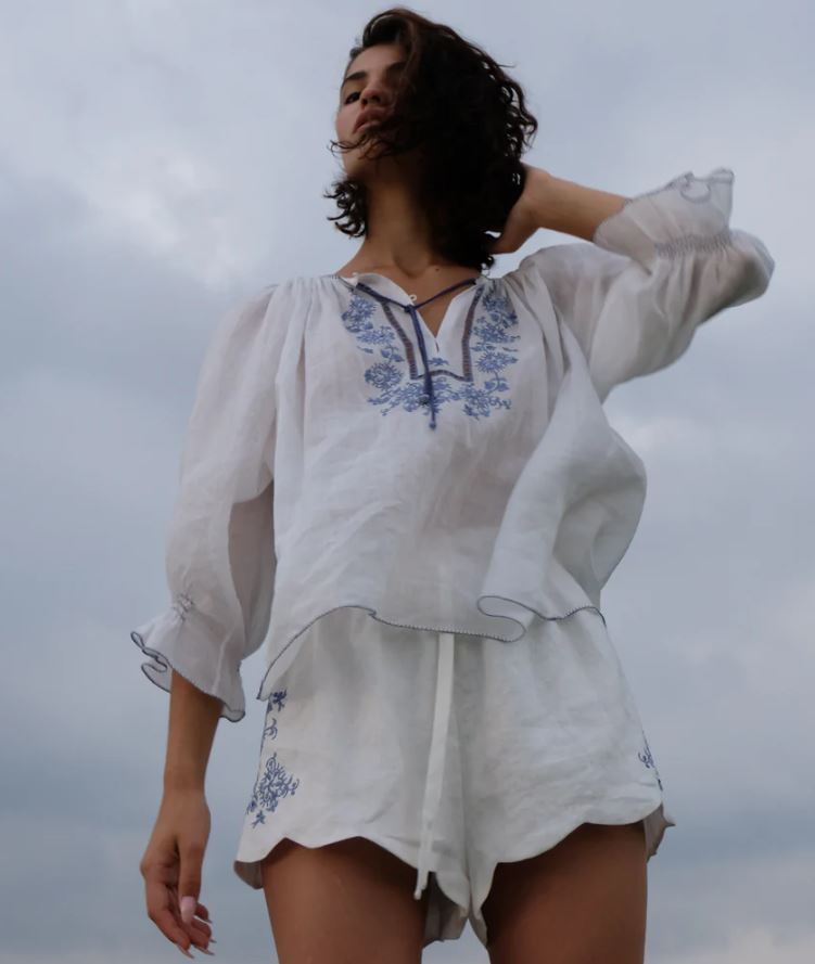 Handmade White Embroidered Top
