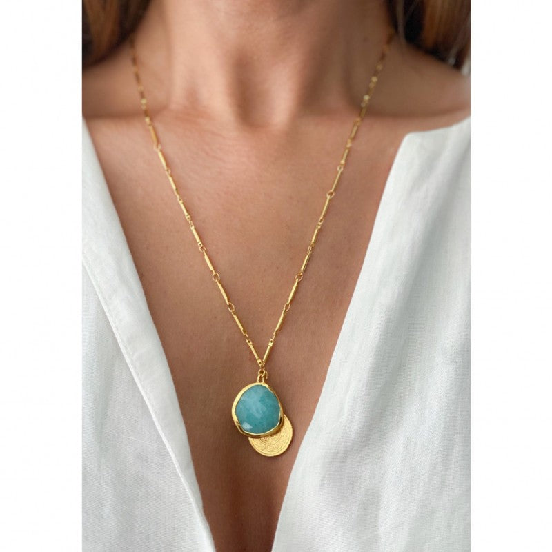 Double Coin Necklace - Boho Chic Iris Necklace