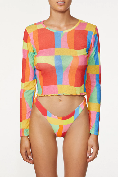 Multi Coloured Long Sleeve Crop Top