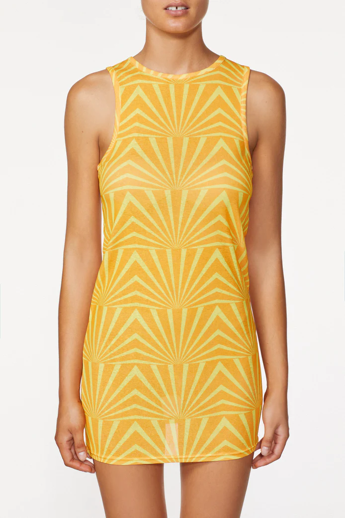 Printed Mini Dress in Yellow