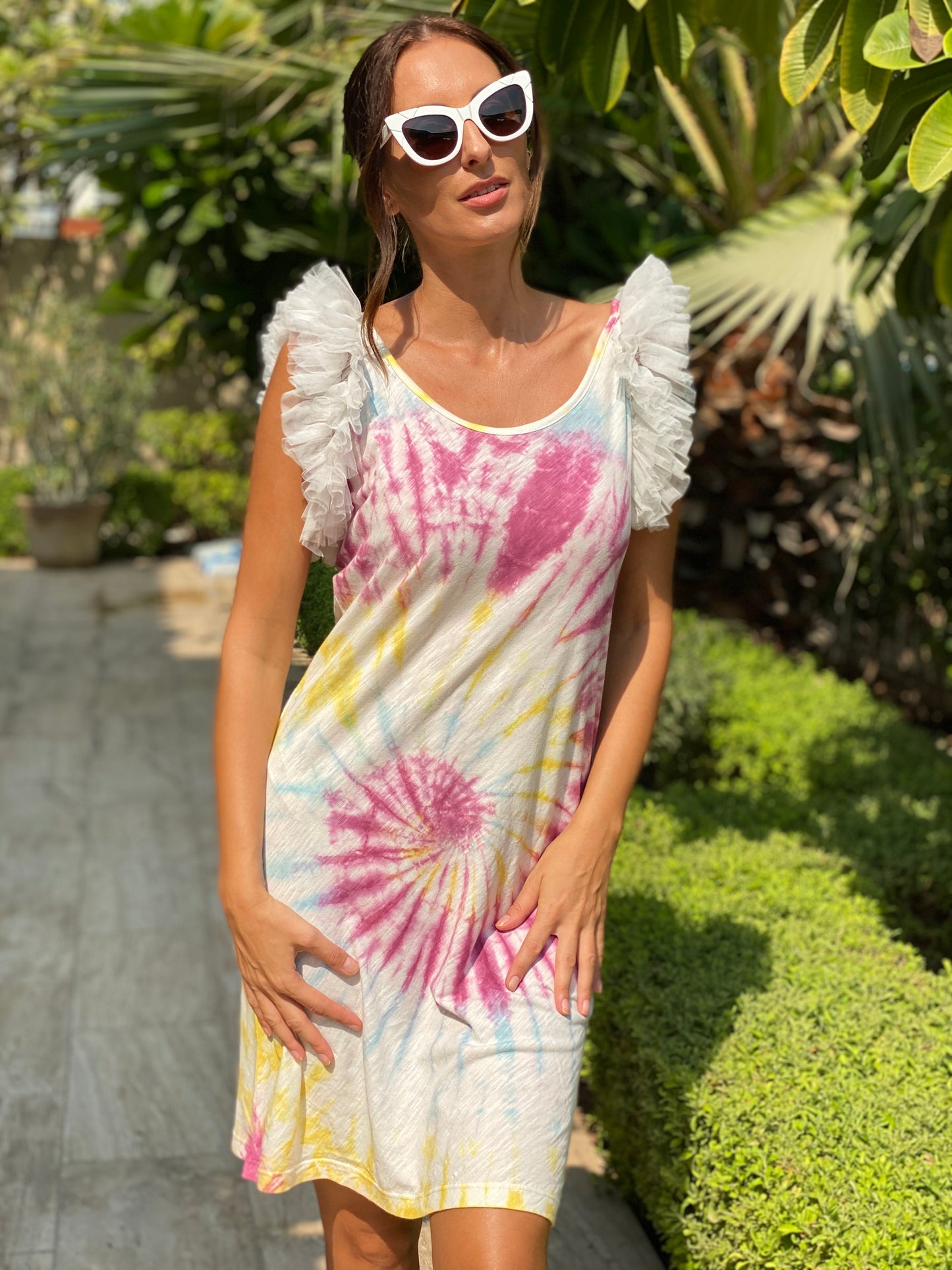 Load image into Gallery viewer, Biarritz Short Tule Dress Tie Dye Ice Cream - Dress
