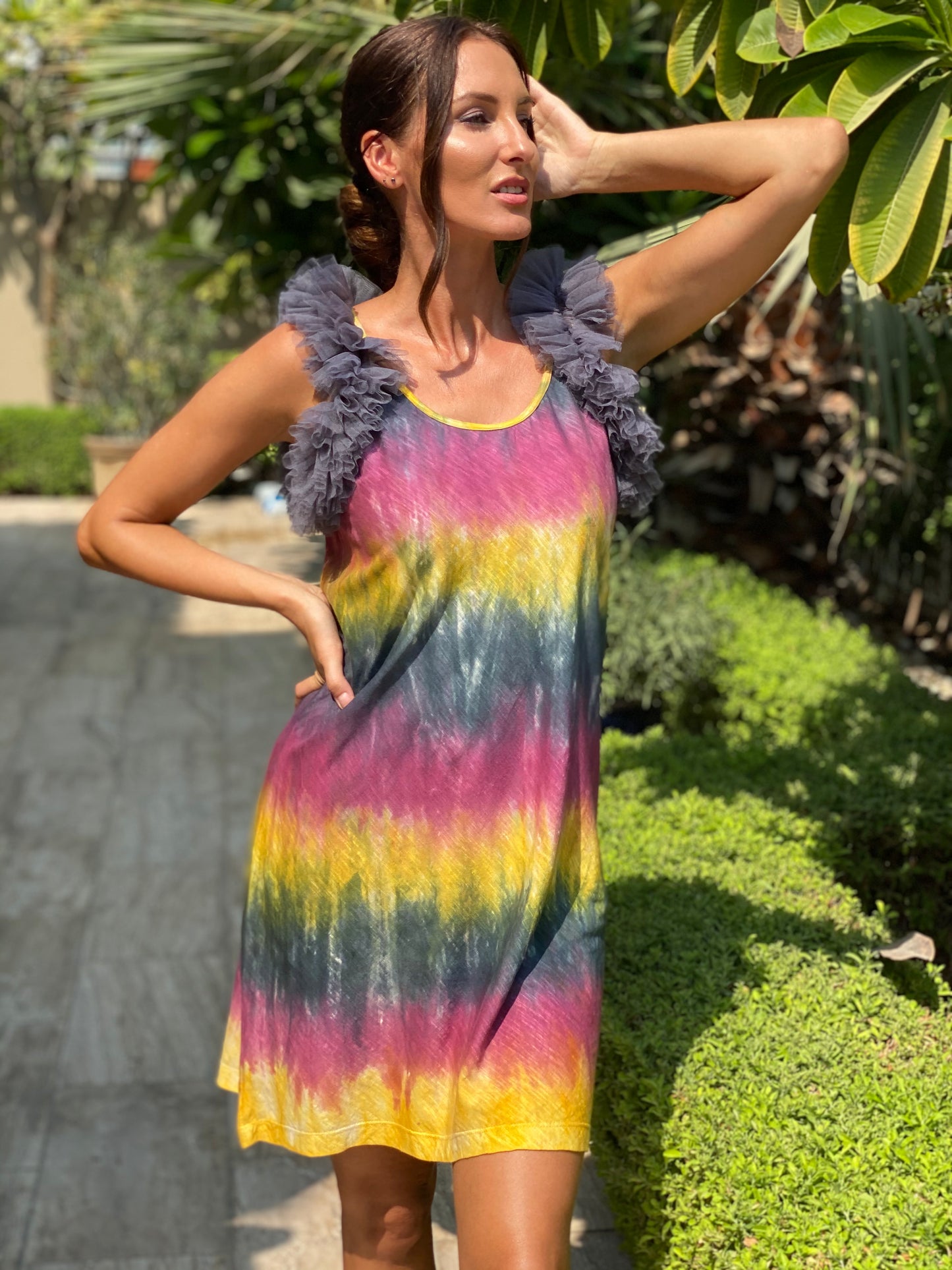 Load image into Gallery viewer, Biarritz Short Tule Dress Tie Dye Rhapsody - Dress
