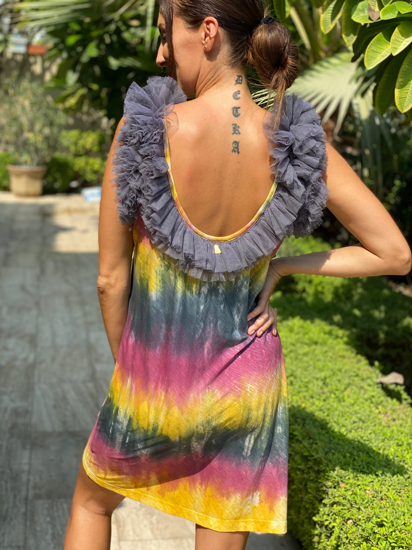Load image into Gallery viewer, Biarritz Short Tule Dress Tie Dye Rhapsody - Dress
