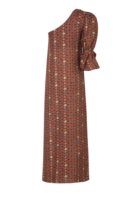 Load image into Gallery viewer, Buenaventura Linen Maxi Dress Terracota Mosaic
