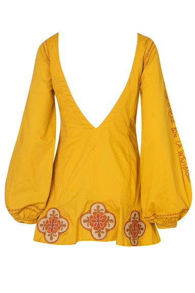 Chacalaca Cotton Mini Dress Mustard - Dress