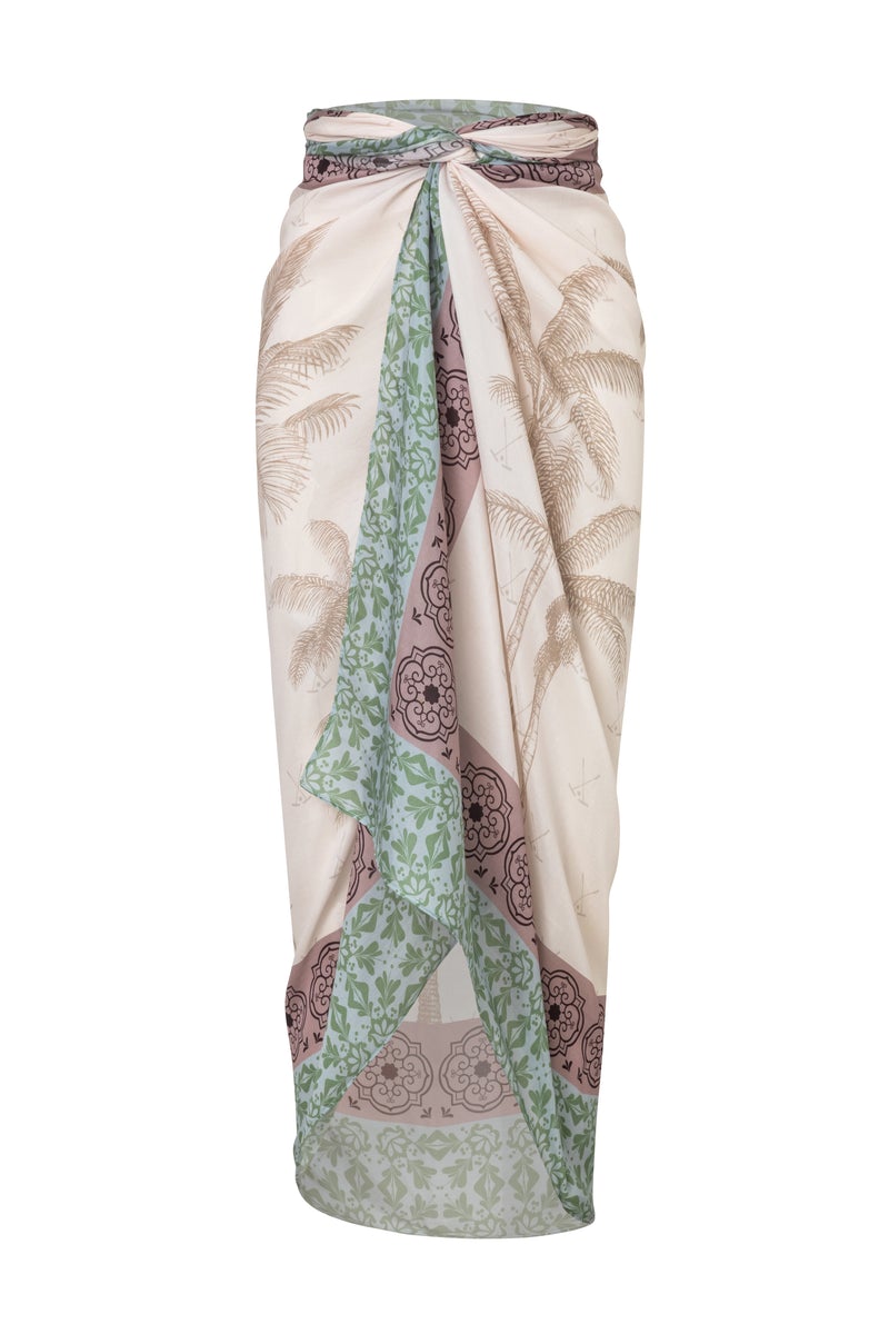 De La Falaise Sarong Beige Palms