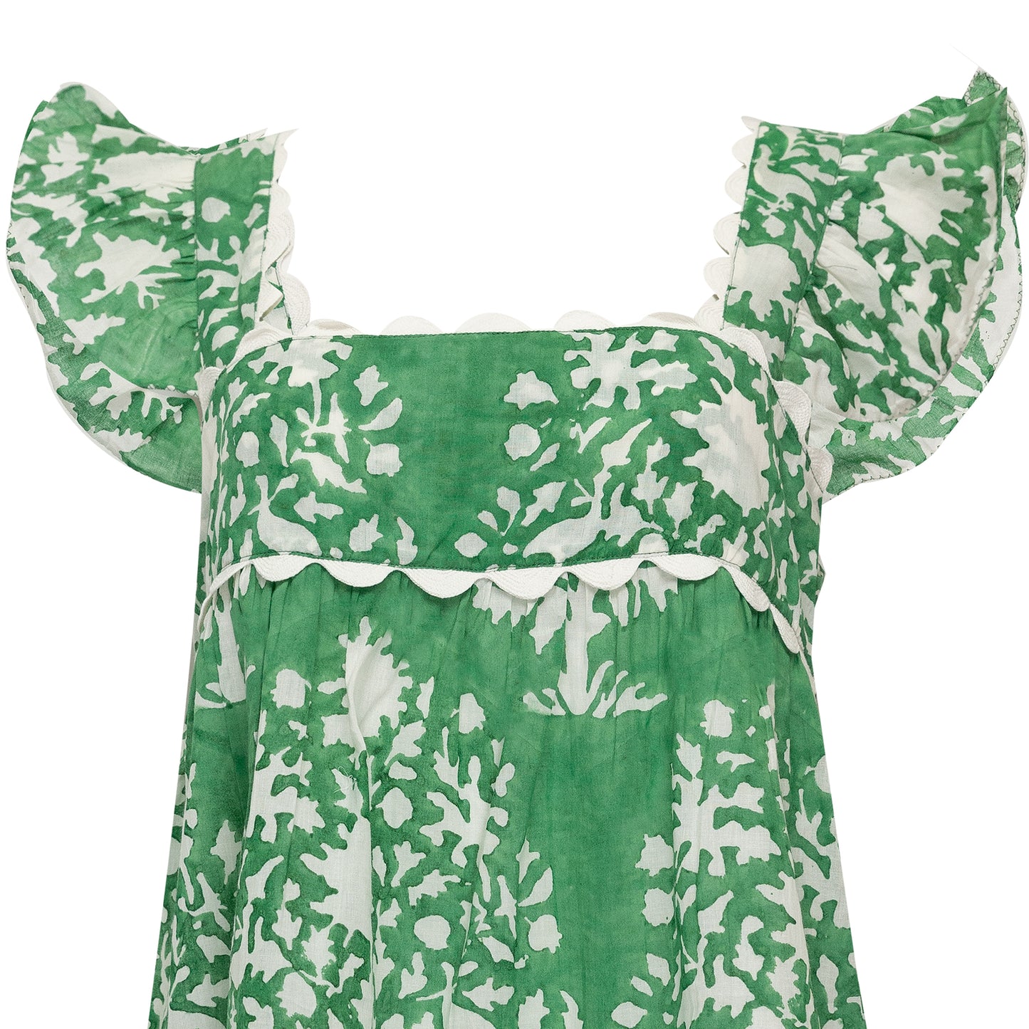 Load image into Gallery viewer, Baby Doll Top In Palladio Block Print Lined Green - Top
