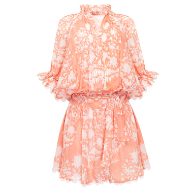 Blouson Dress In Palladio Block Print Jaipur Pink - Dress