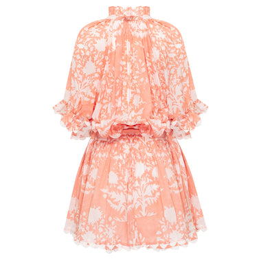 Blouson Dress In Palladio Block Print Jaipur Pink - Dress