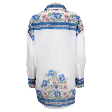 Shirt In Rose Border Print White/Sapphire/Coral - Top