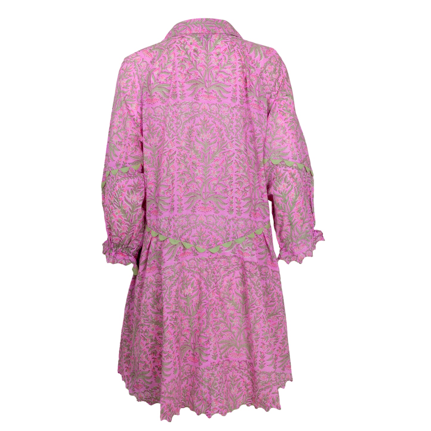 Load image into Gallery viewer, Floral Print Raglan Shirt Dress W/Ric Rac Trim Orchid/Mint - Dress
