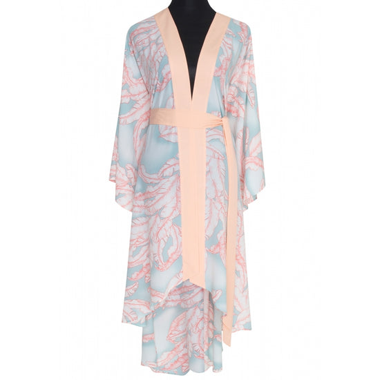 Lazur Willow Long Kimono Wings In Peach