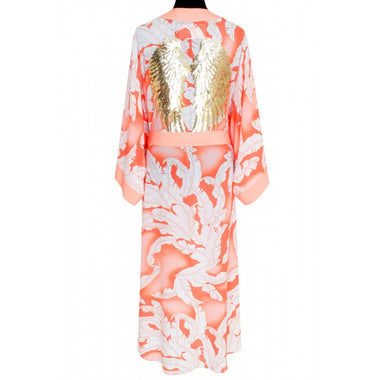 Pastel Willow Long Kimono Wings In Salmon - Kimono