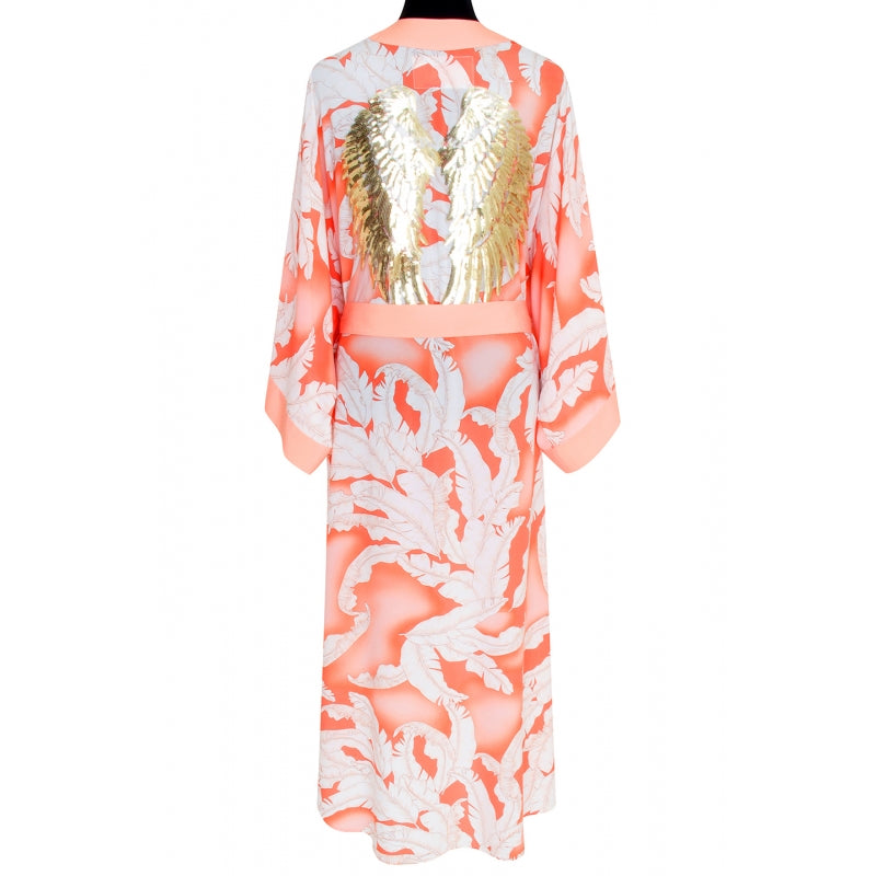 Load image into Gallery viewer, Pastel Willow Long Kimono Wings In Salmon - Kimono

