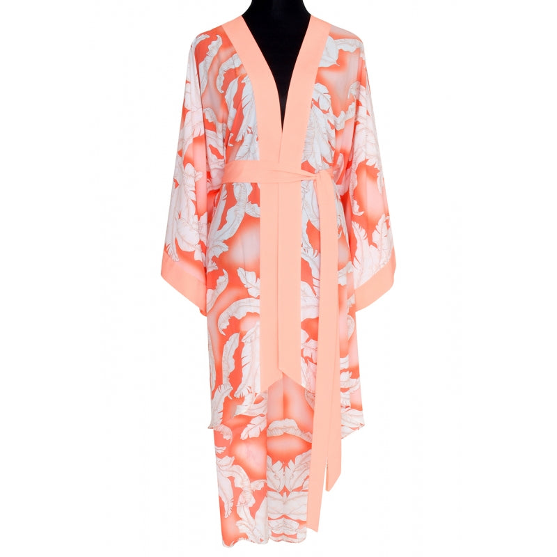 Load image into Gallery viewer, Pastel Willow Long Kimono Wings In Salmon - Kimono

