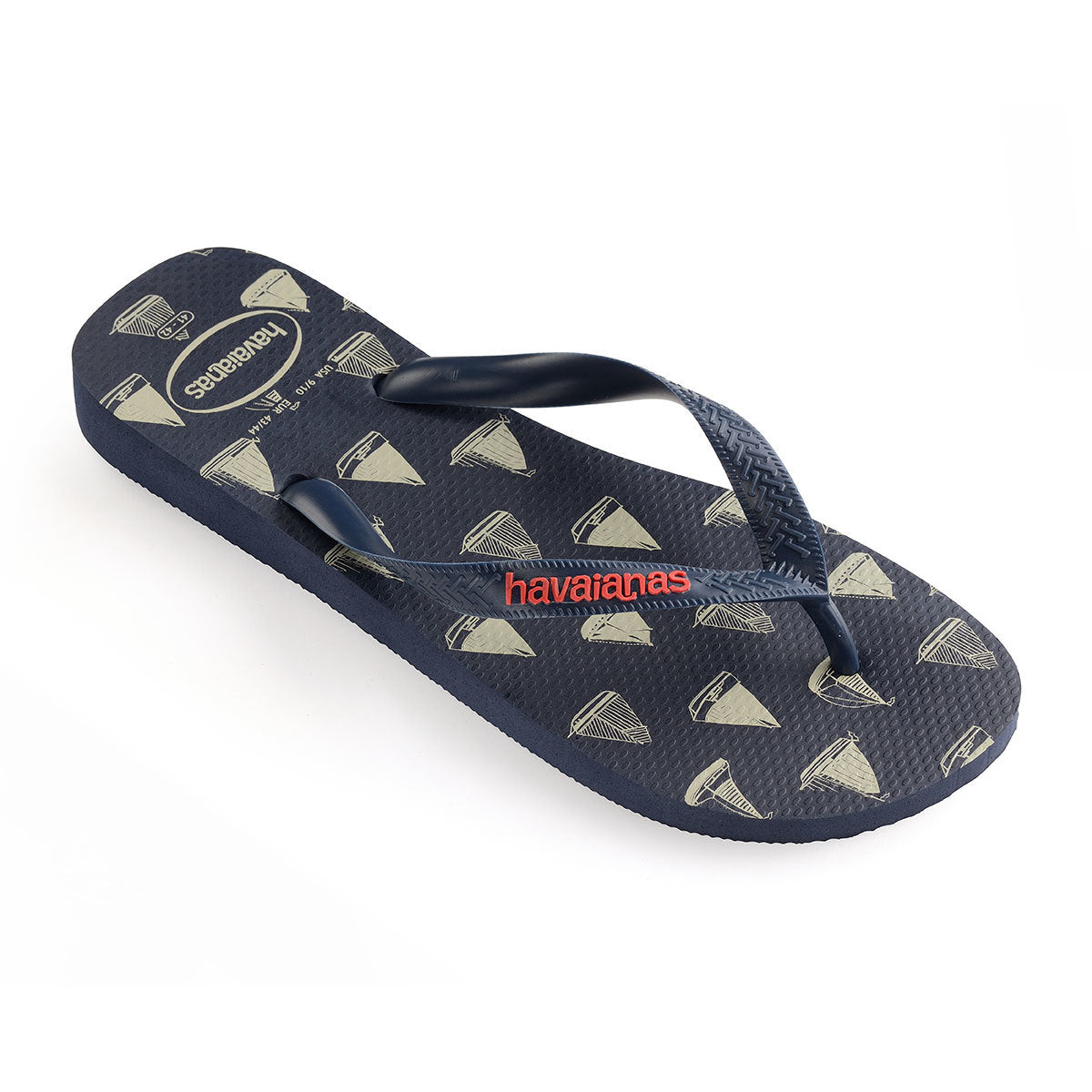 Kids Top Nautical Flip Flops Navy Blue