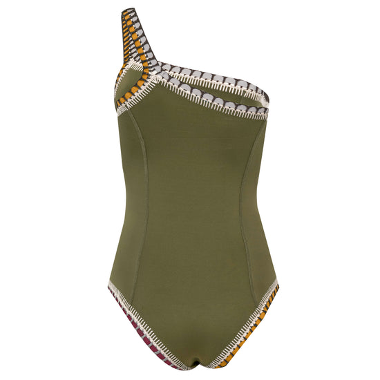 Wren One Shoulder Maillot Olive