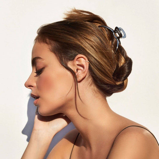 Open Shape Claw Clip Hematite - Hair Accessories