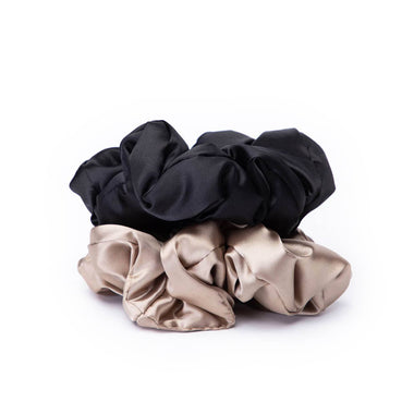 Satin Pillow Scrunchies Black/Gold - Hair Accessories