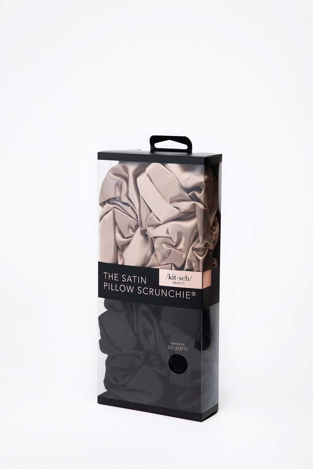 Load image into Gallery viewer, Satin Pillow Scrunchies Black/Gold - Hair Accessories
