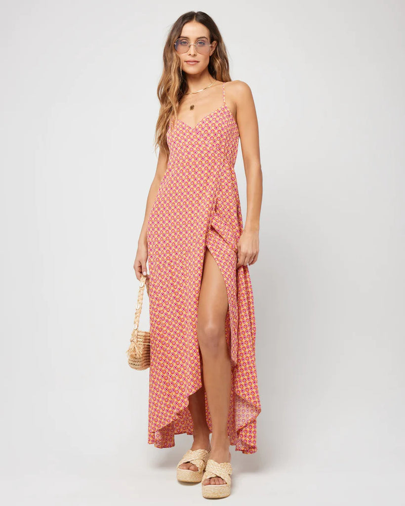 Tie Waist Wrap Dress in Daisy Print
