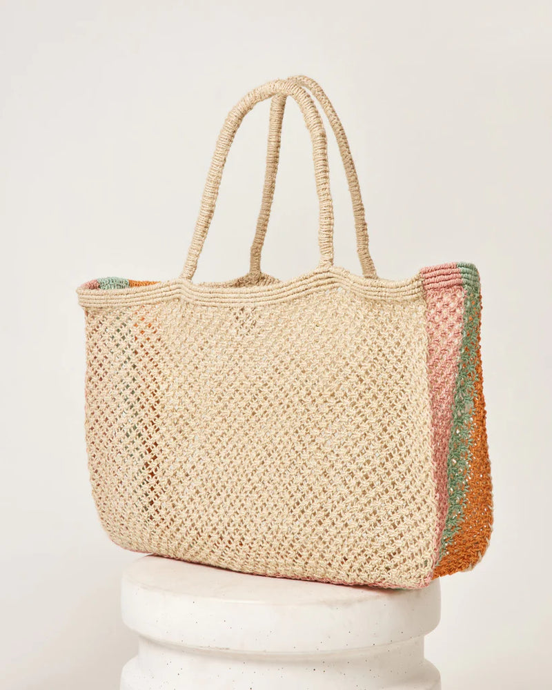 Large Jute Bag with Colourful Sides