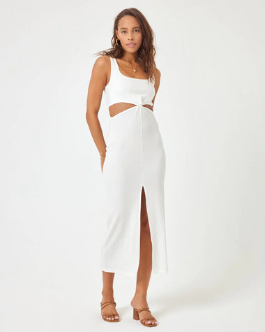 Womens Cream Dress with Side Cut Outs