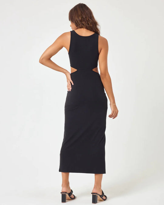 Black Midi Dress with Cut Out Sides