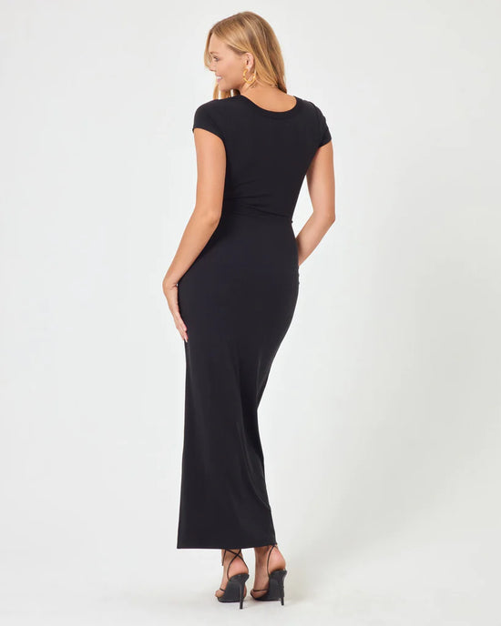Load image into Gallery viewer, Black Short Sleeve Maxi Dress
