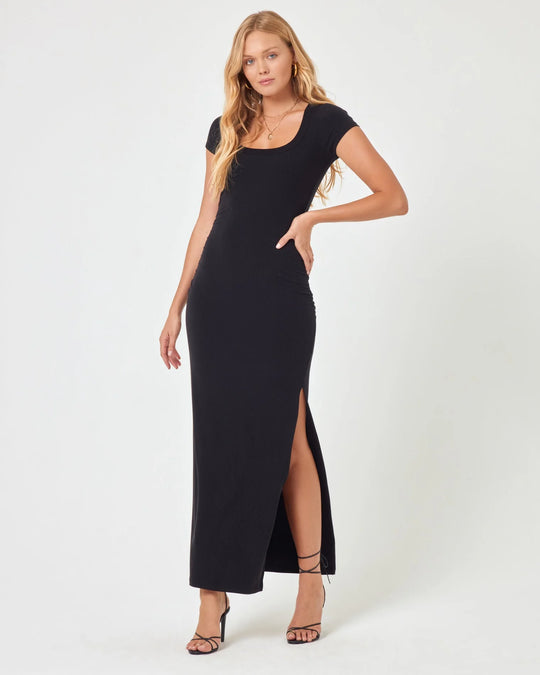 Load image into Gallery viewer, Black Maxi Dress with Side Slit
