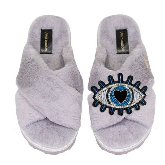 Blue Heart Eye Chic Slider Grey - Slipper