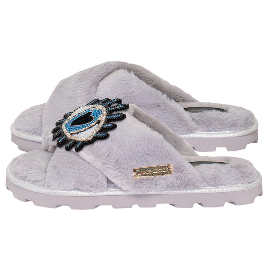 Blue Heart Eye Chic Slider Grey - Slipper